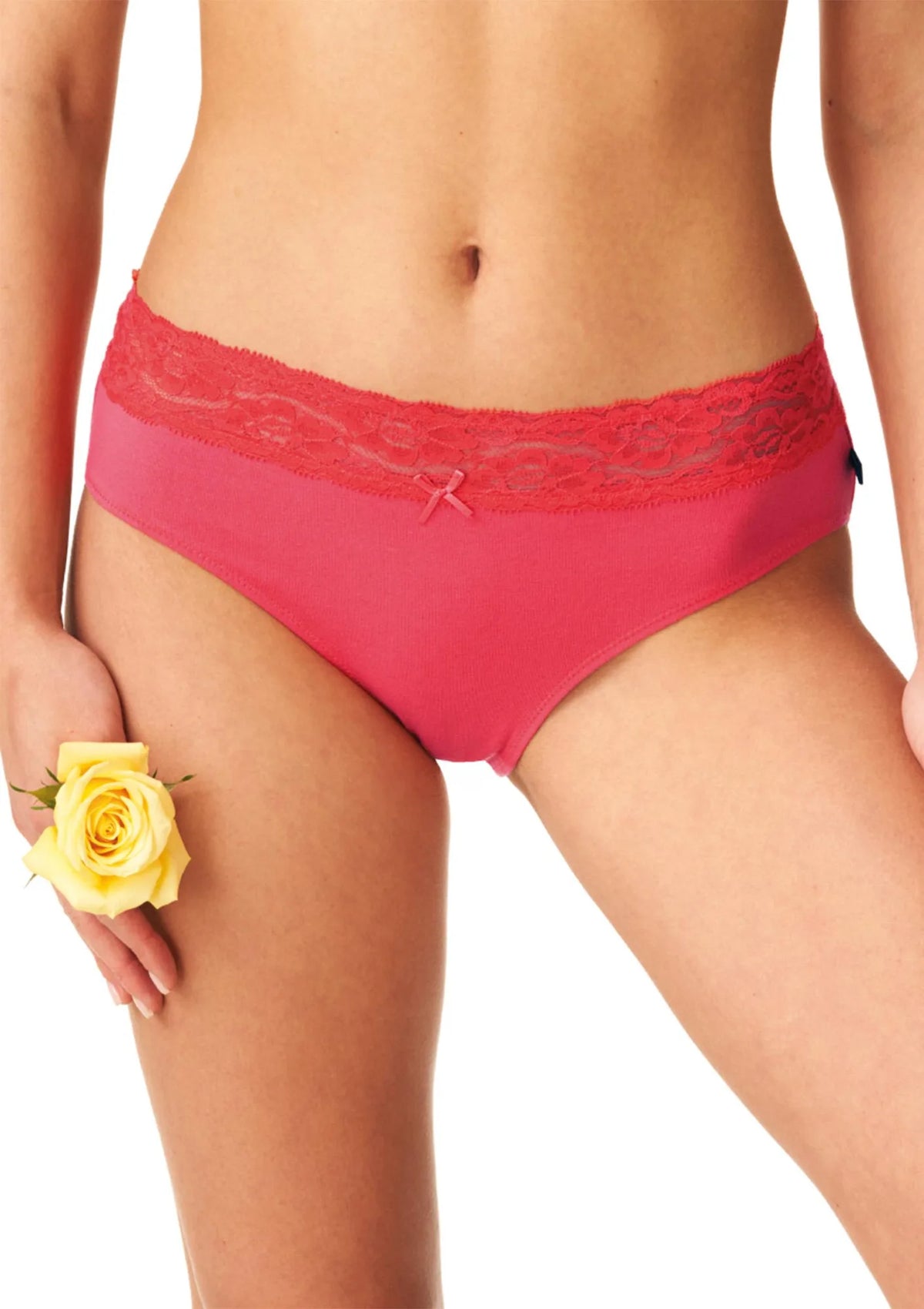 Figi damskie bawełniane (2 pack) z koronkowym pasem LPC 473 Key