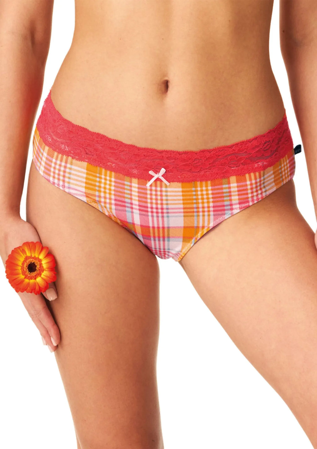 Figi damskie bawełniane (2 pack) z koronkowym pasem LPC 473 Key