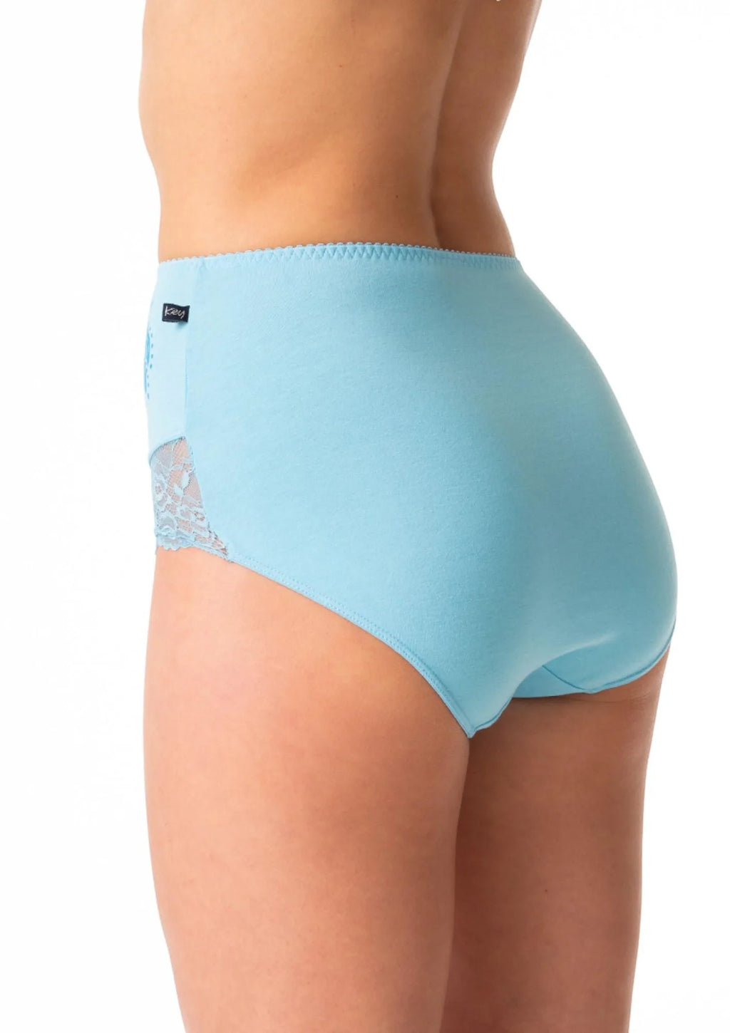 Figi damskie bawełniane (2 pack) z wysokim stanem maksi bikini i koronkowymi nogawkami LPF 783 Key