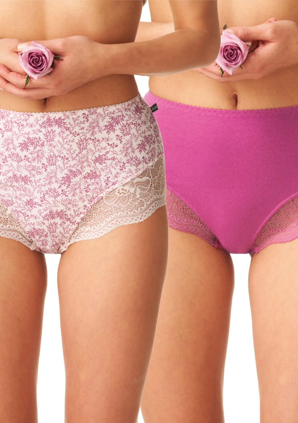 Figi damskie bawełniane (2 pack) z wysokim stanem w kobiecej kolorystyce LPF 934 Key