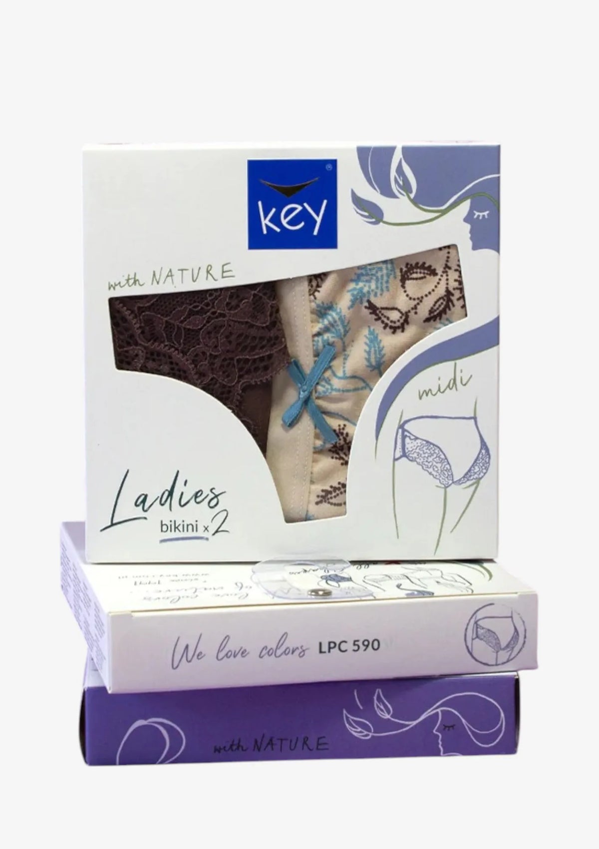 Figi damskie bawełniane (2pack) klasyczne z koronką LPC 590 Key