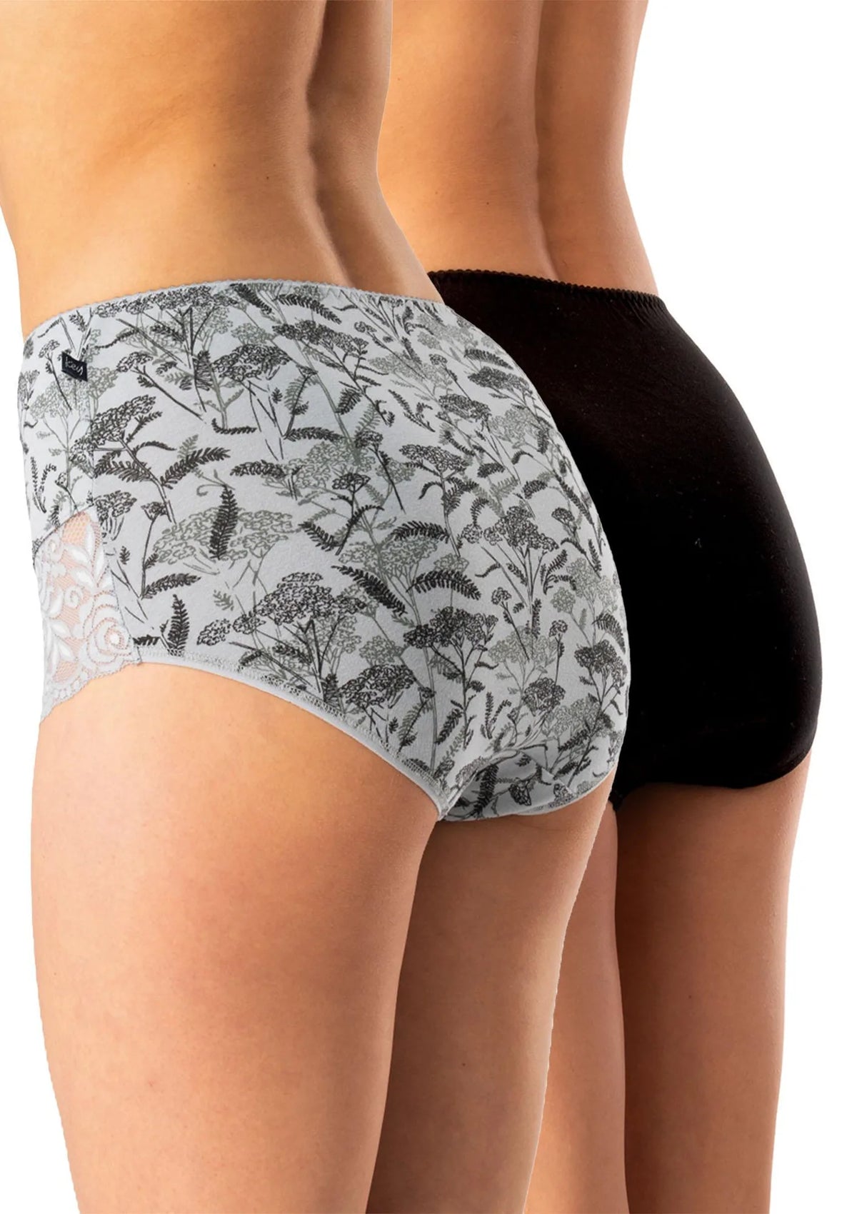 Figi damskie bawełniane (2pack) krój maxi z wysokim stanem i koronką LPF 578 Key