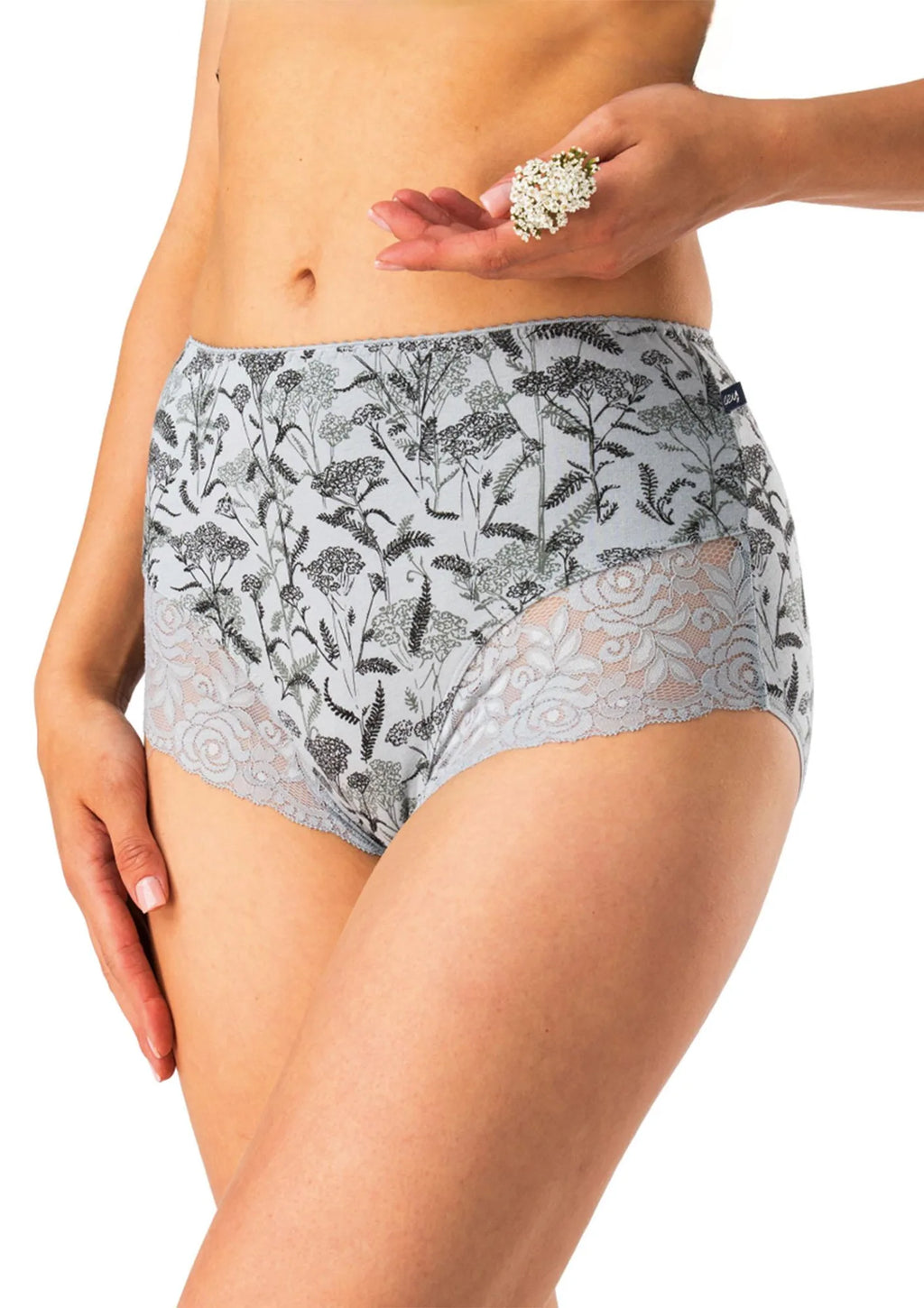 Figi damskie bawełniane (2pack) krój maxi z wysokim stanem i koronką LPF 578 Key