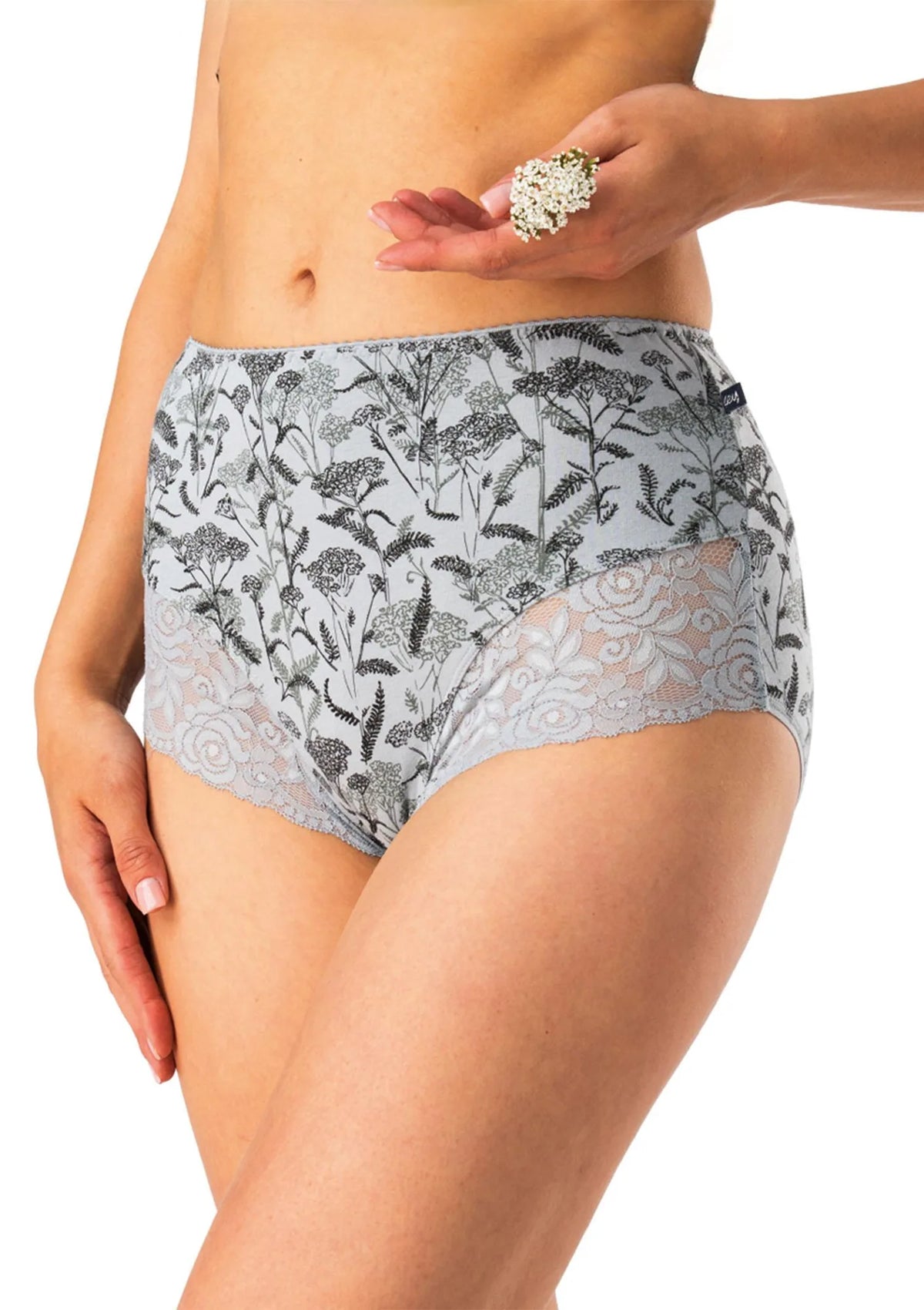 Figi damskie bawełniane (2pack) krój maxi z wysokim stanem i koronką LPF 578 Key