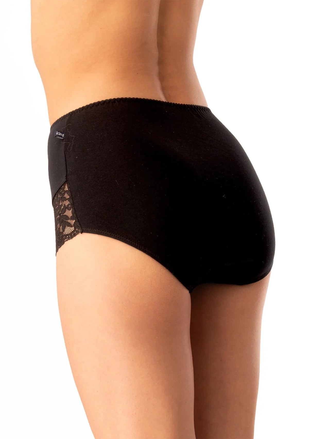 Figi damskie bawełniane (2pack) krój maxi z wysokim stanem i koronką LPF 578 Key