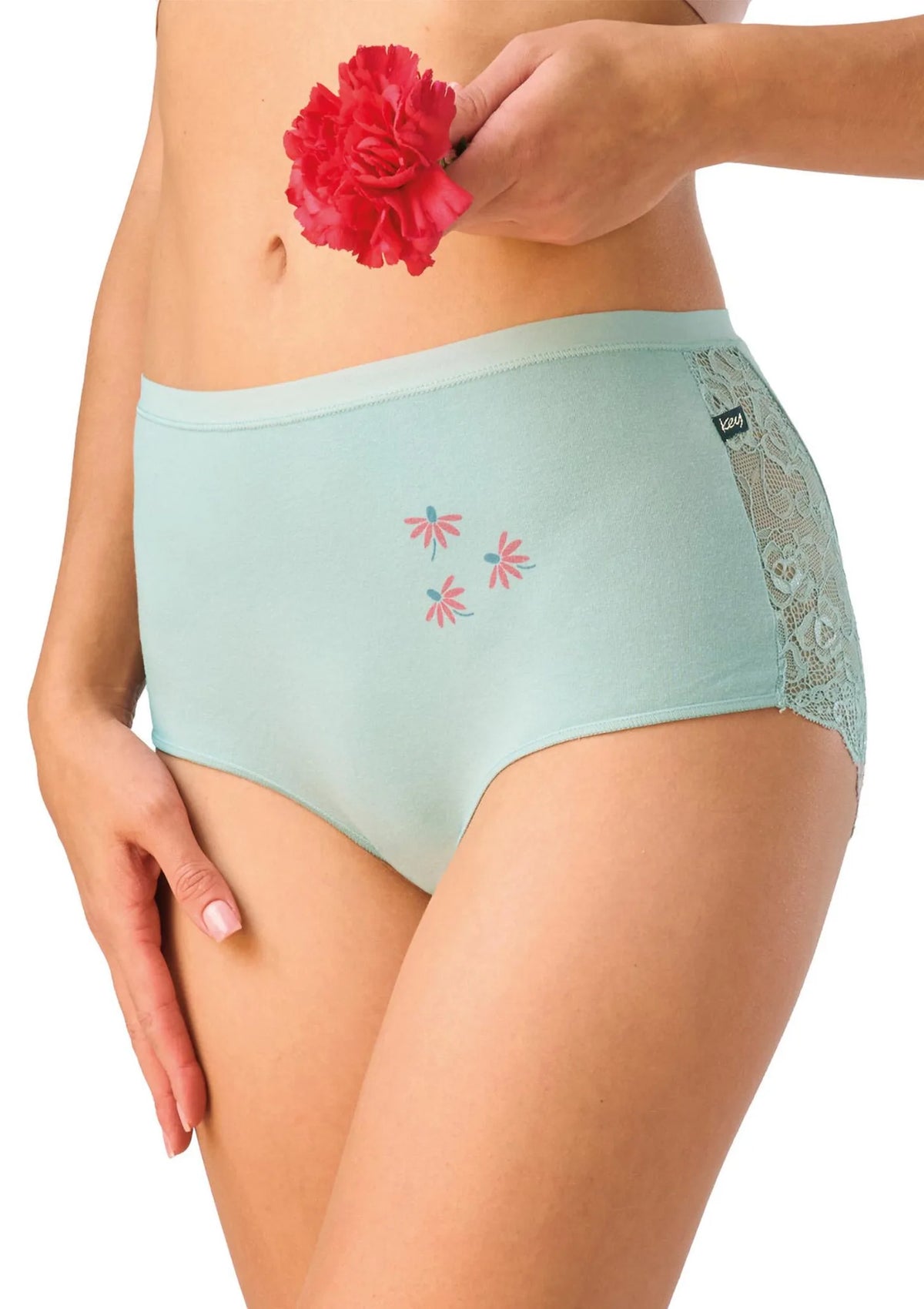 Figi damskie bawełniane (2pack) maxi z koronką LPF 570 Key