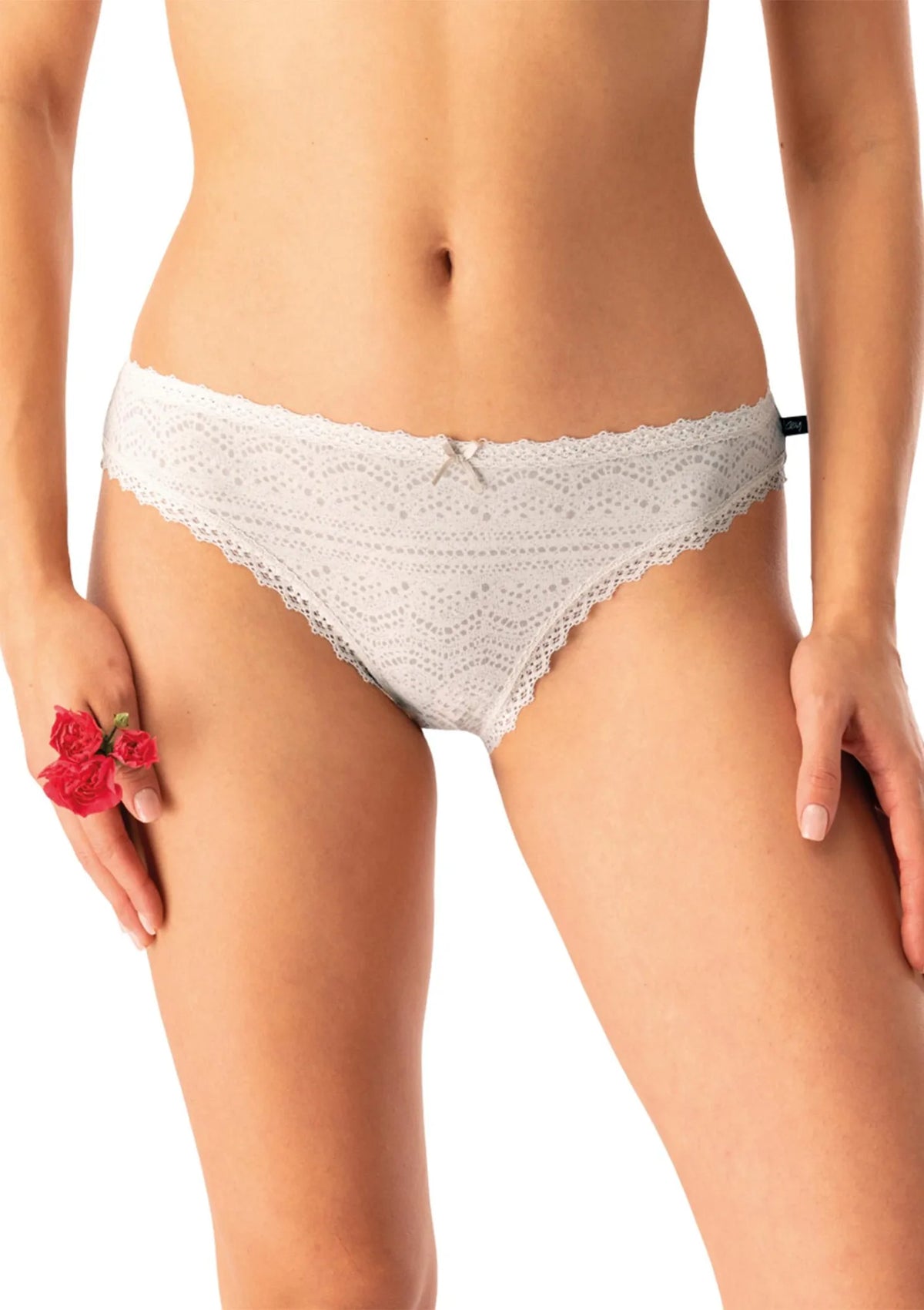 Figi damskie bawełniane (2pack) niski krój mini bikini koronkowy wzór LPR 752 Key
