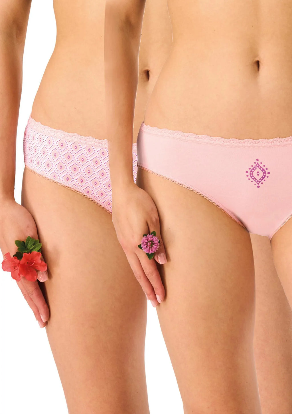 Figi damskie bawełniane (2pack) różowe z niskim stanem LPR 711 Key