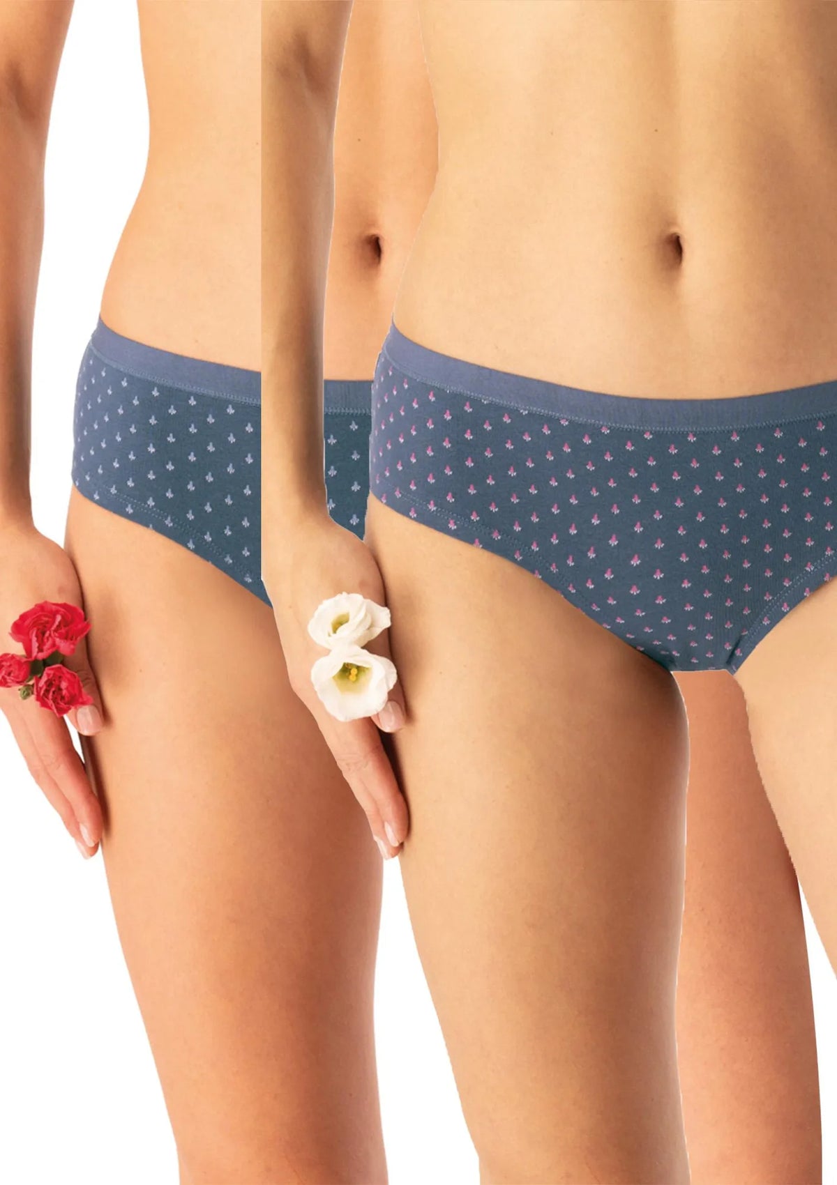 Figi damskie bawełniane (2pack) wzorzyste z niższym stanem LPN 742 Key