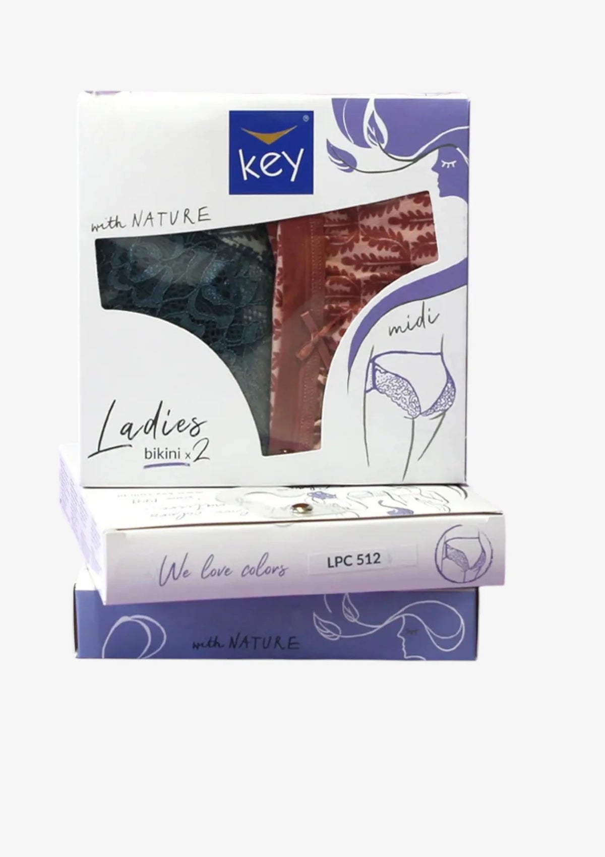 Figi damskie bawełniane (2pack) z koronką klasyczny krój LPC 512 Key