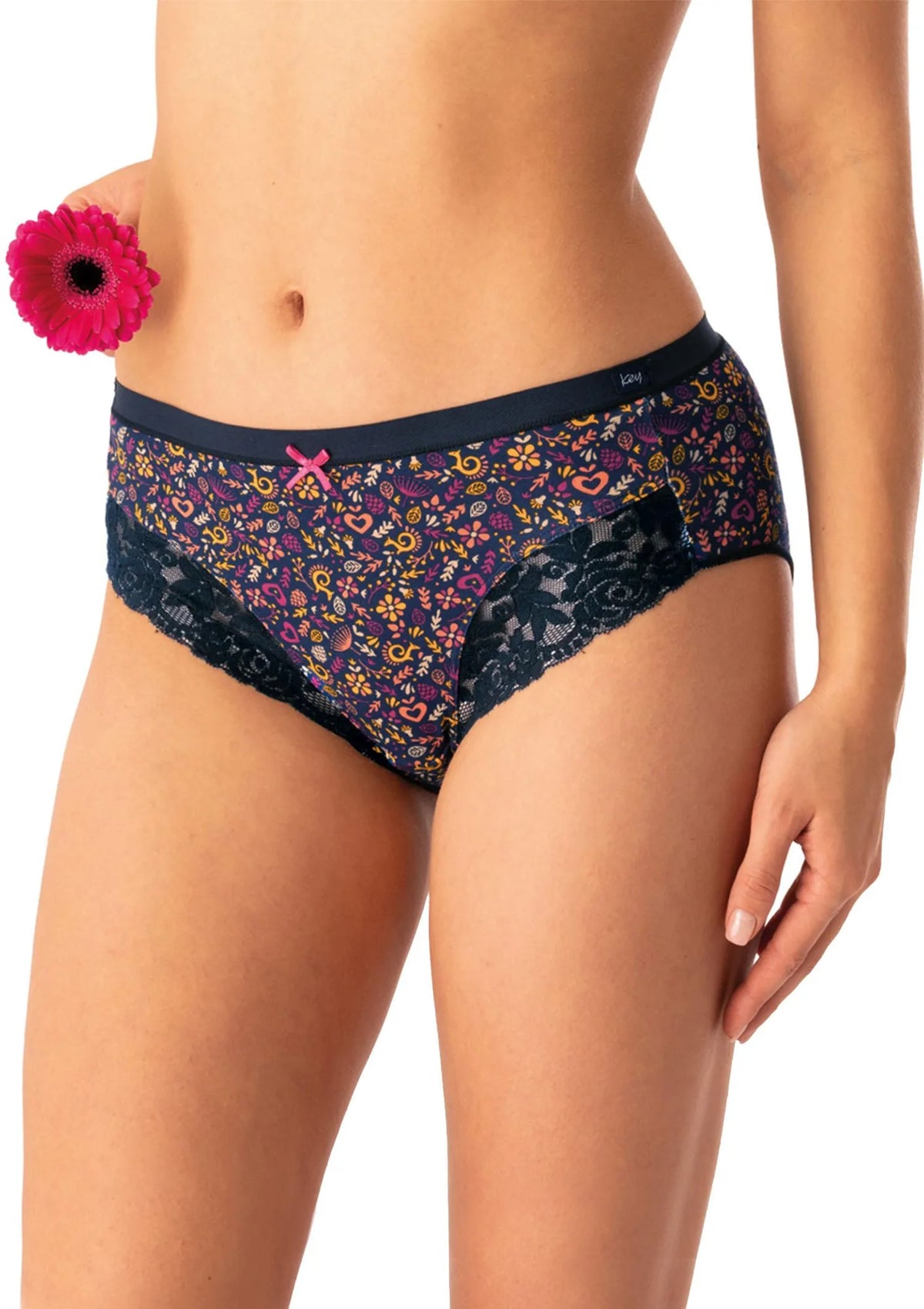 Figi damskie bawełniane (2pack) z koronką o pełnym kryciu LPC 760 Key