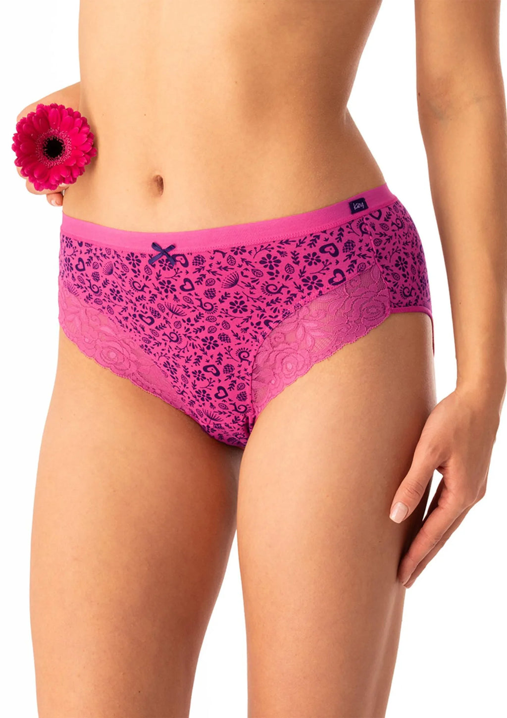 Figi damskie bawełniane (2pack) z koronką o pełnym kryciu LPC 760 Key