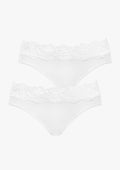 Figi damskie bawełniane (2pack) z koronkową talią białe Viola Pierre Cardin