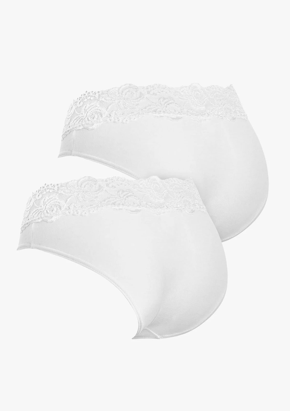 Figi damskie bawełniane (2pack) z koronkową talią białe Viola Pierre Cardin