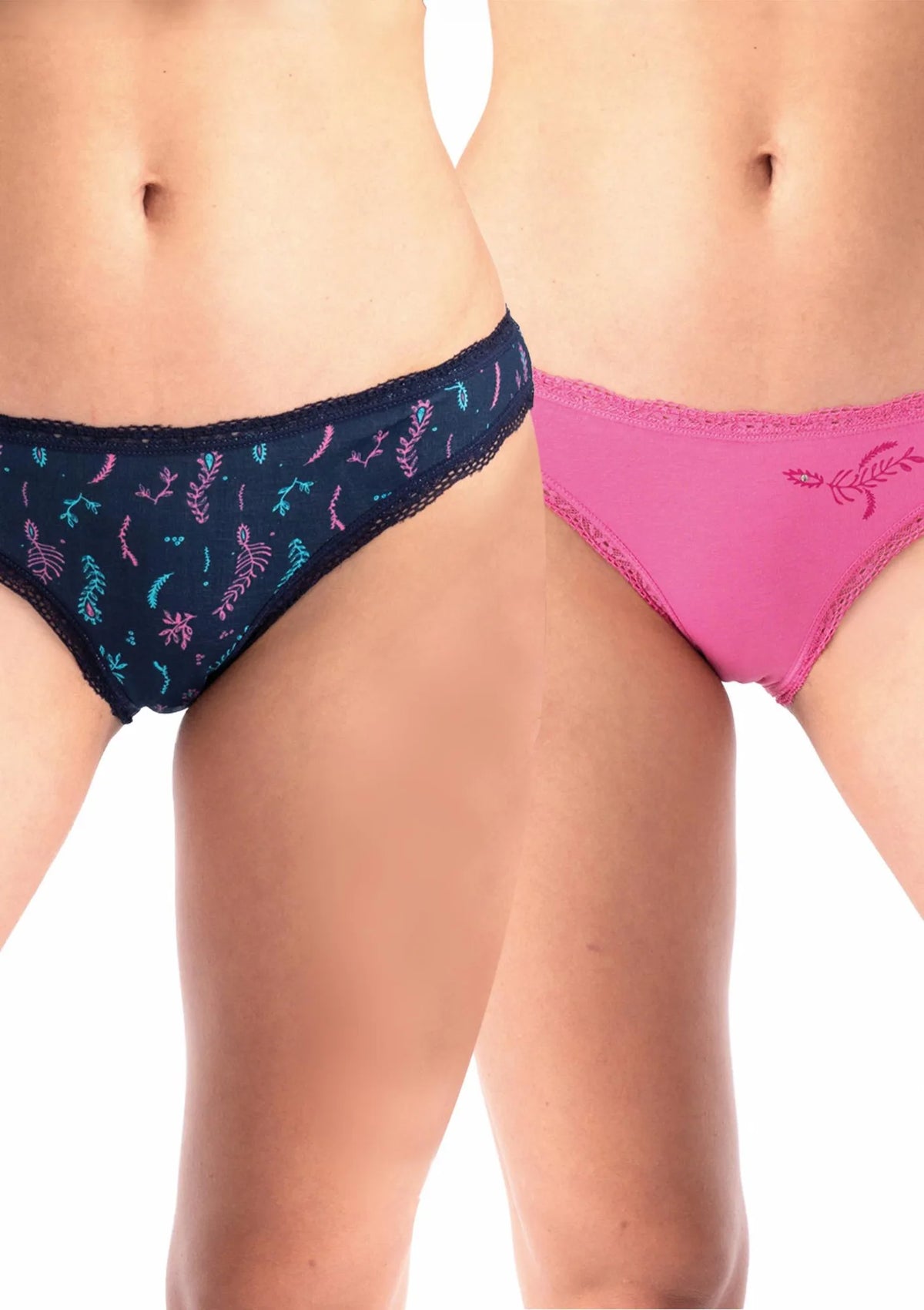 Figi damskie bawełniane (2pack) z niskim stanem i koronkowym wykończeniem LPR 535 Key
