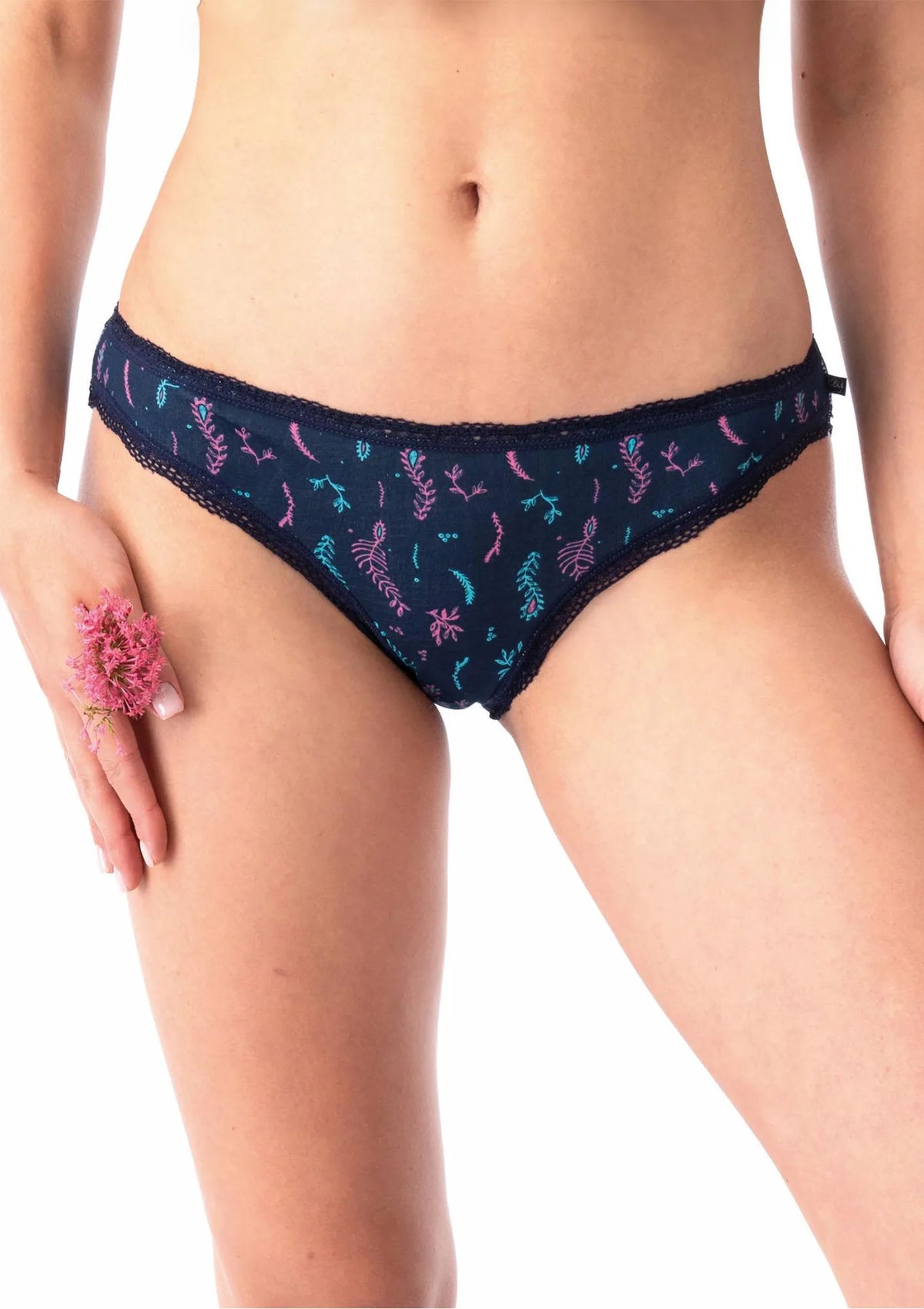 Figi damskie bawełniane (2pack) z niskim stanem i koronkowym wykończeniem LPR 535 Key