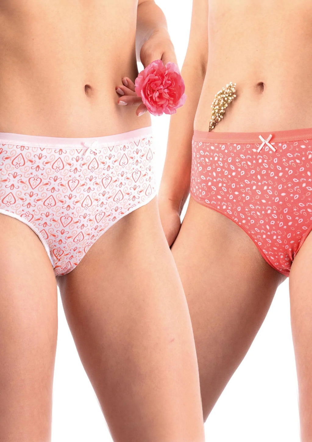 Figi damskie bawełniane (2pack) z subtelną koronką na pośladkach LPC 726 Key