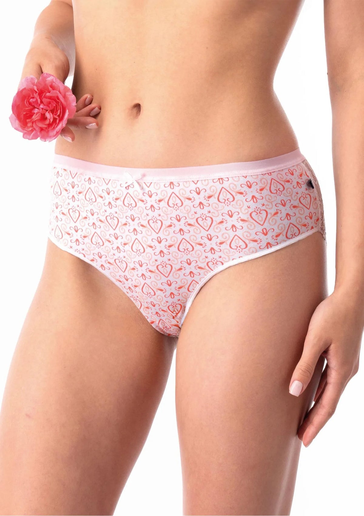 Figi damskie bawełniane (2pack) z subtelną koronką na pośladkach LPC 726 Key