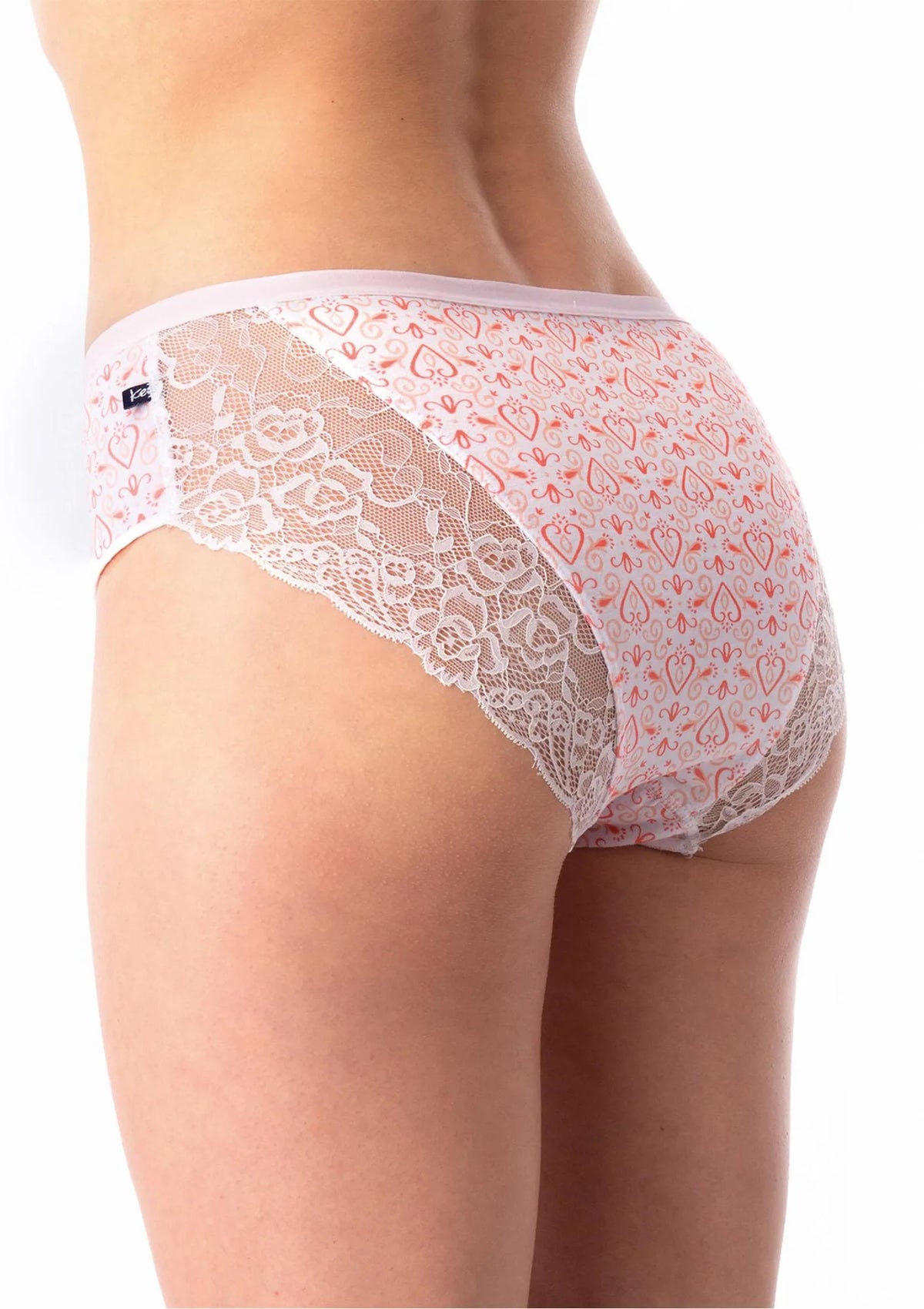 Figi damskie bawełniane (2pack) z subtelną koronką na pośladkach LPC 726 Key