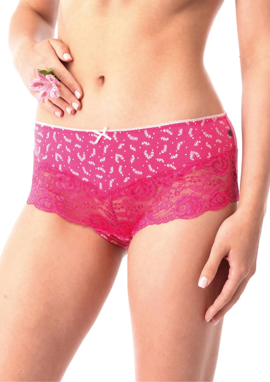 Figi damskie bawełniane (2pack) z szeroką kobiecą koronką LPB 794 Key