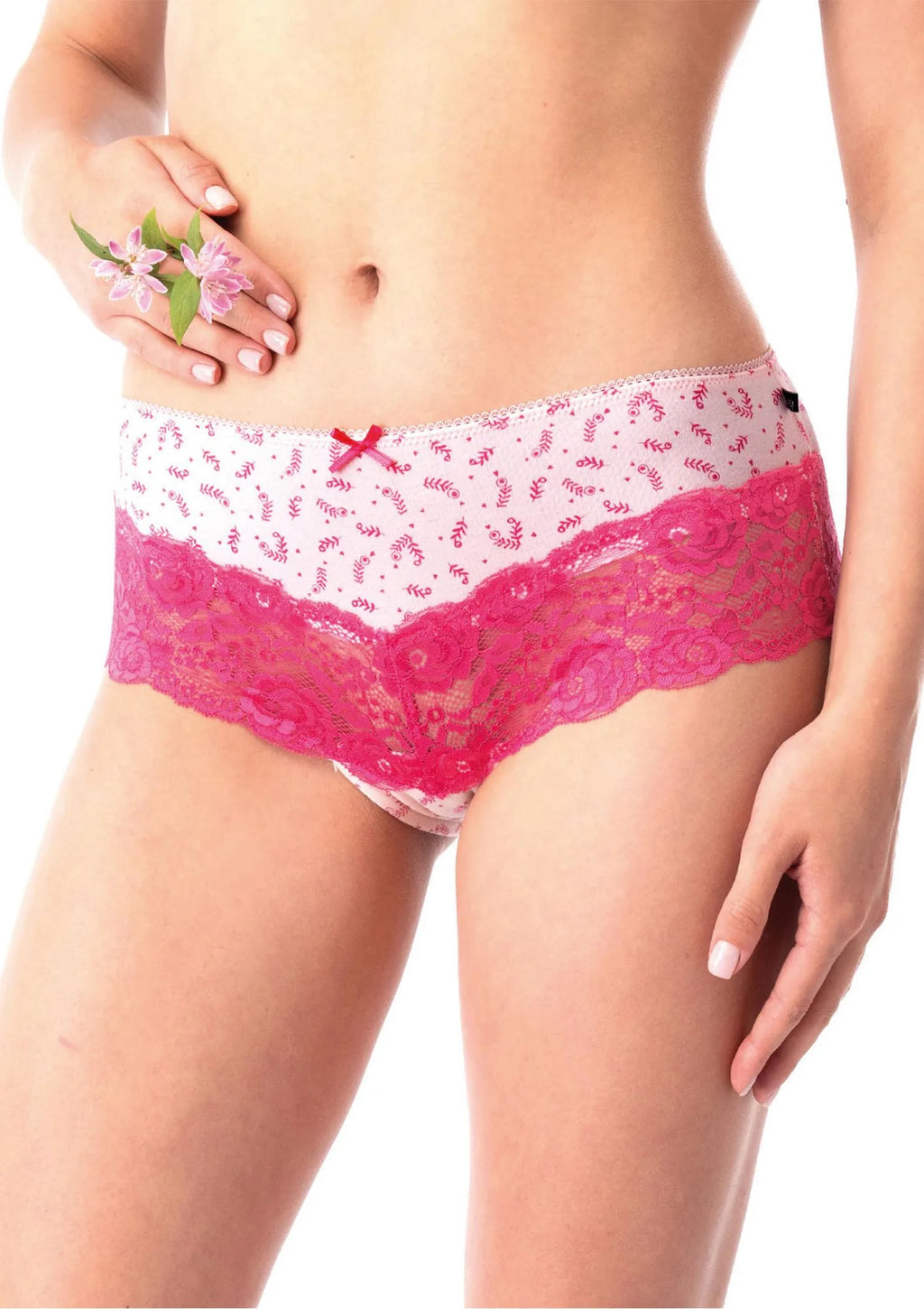 Figi damskie bawełniane (2pack) z szeroką kobiecą koronką LPB 794 Key