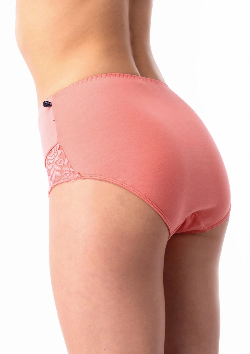Figi damskie bawełniane (2pack) z wysokim stanem i subtelną koronką LPF 531 Key