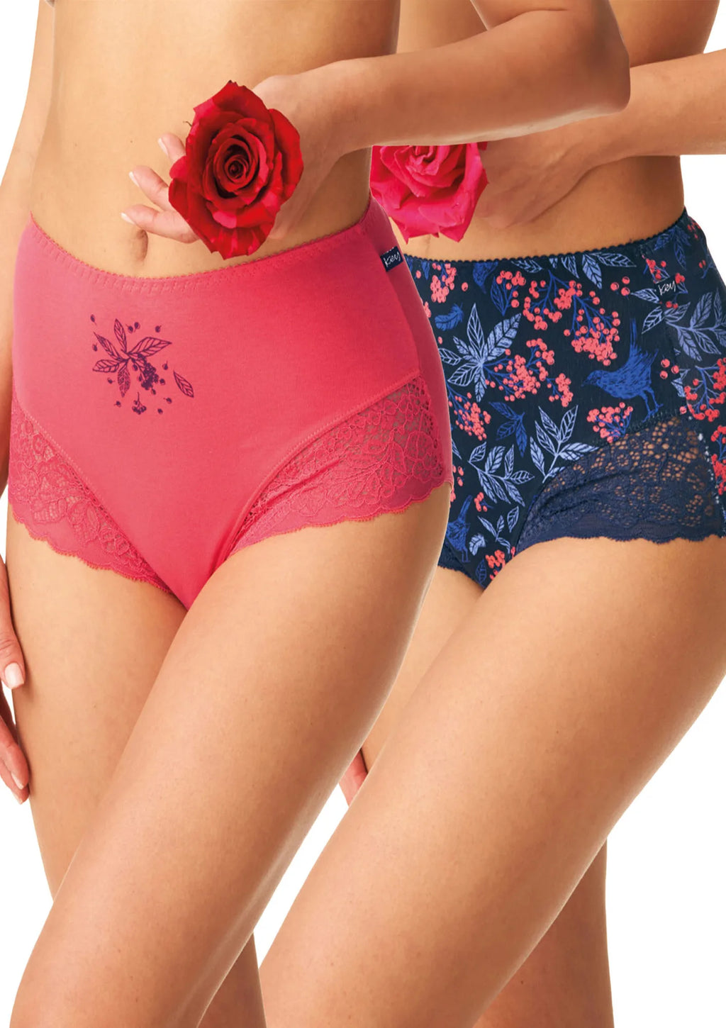 Figi damskie bawełniane (2pack) z wysokim stanem w jesiennej kolorystyce LPF 600 Key