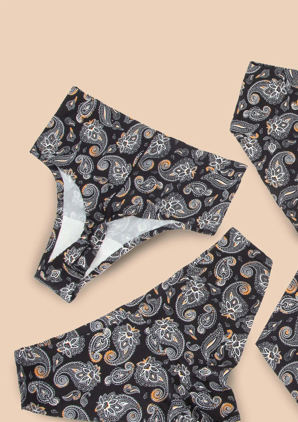 Figi damskie bezszwowe brazyliany w orientalny wzór Paisley Simple Brasil Julimex