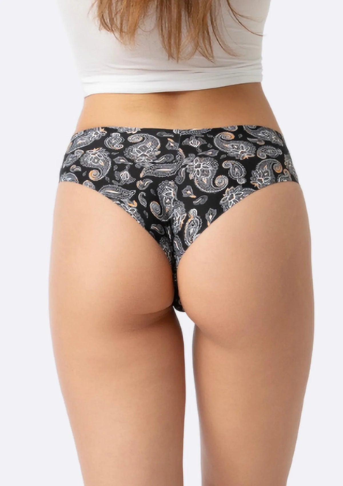 Figi damskie bezszwowe brazyliany w orientalny wzór Paisley Simple Brasil Julimex