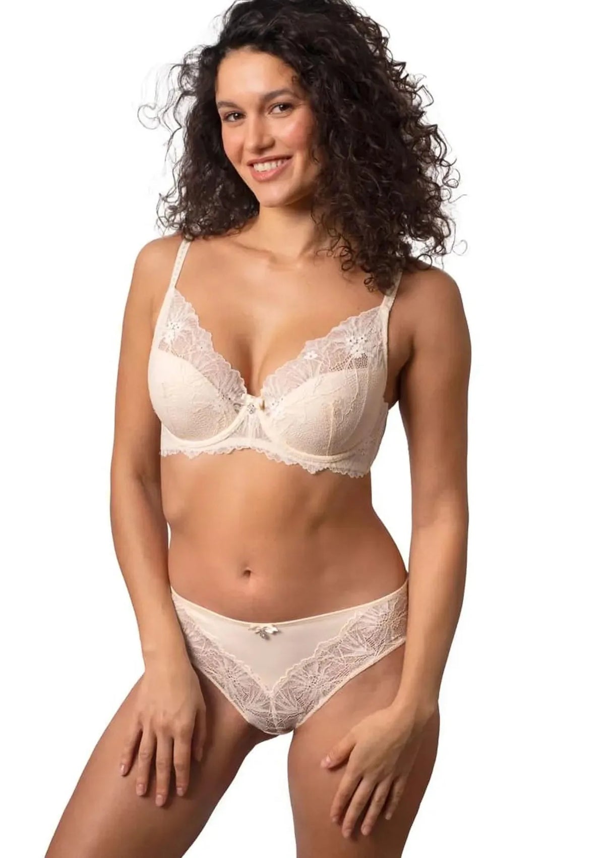 Figi damskie bikini z elastycznej mikrofibry i koronki DM-6338 Agio