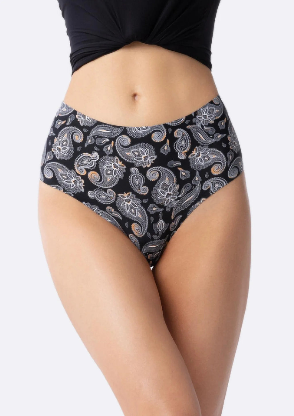 Figi damskie brazyliany z wysokim stanem i orientalnym wzorem Paisley Simple Brasil Maxi Julimex