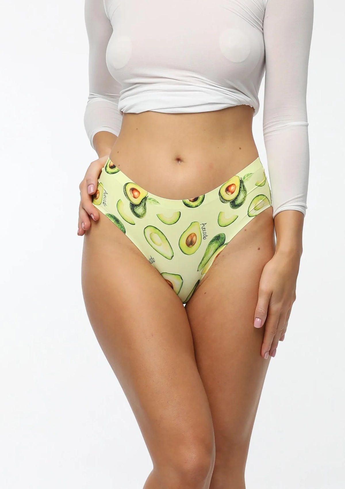 Figi damskie klasyczne bezszwowe z energetycznym wzorem Avocado Classic Julimex