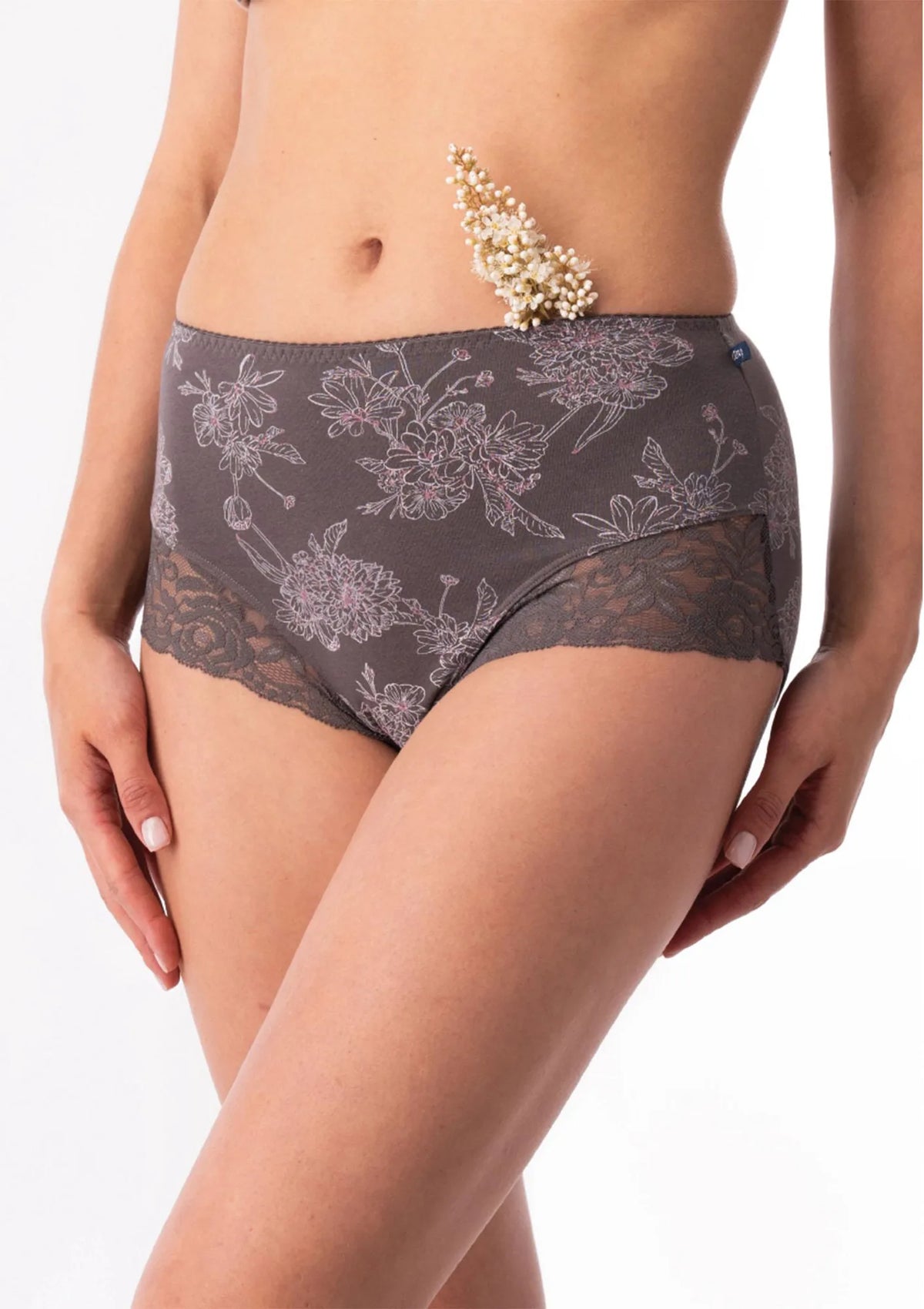 Figi damskie maxi bikini (2 pack) z wysokim stanem i ozdobną koronką LPF 816 Key