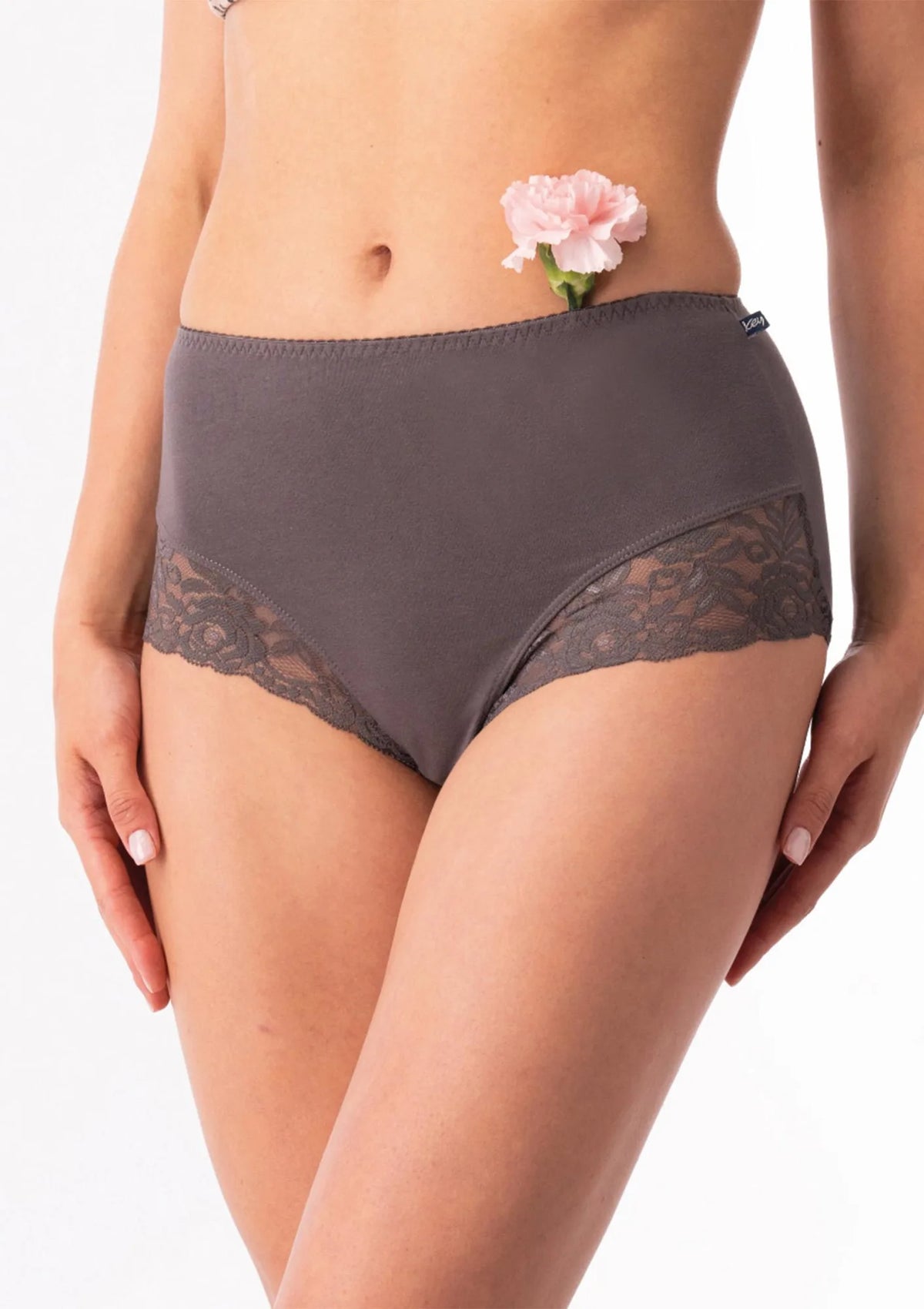 Figi damskie maxi bikini (2 pack) z wysokim stanem i ozdobną koronką LPF 816 Key