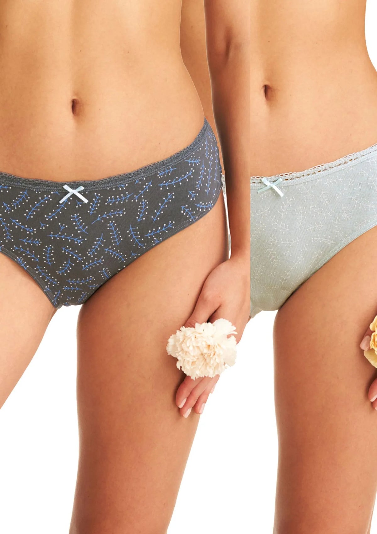 Figi damskie midi bikini (2 pack) z koronkowym wykończeniem LPC 936 Key