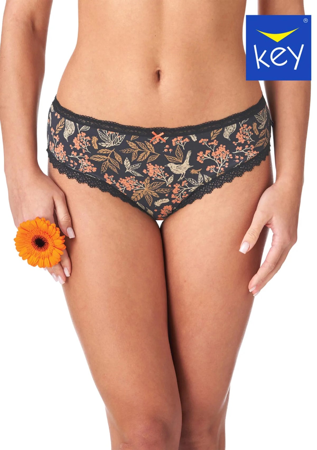 Figi damskie midi bikini (2 pack) z wzorzystym i gładkim tyłem LPC 785
