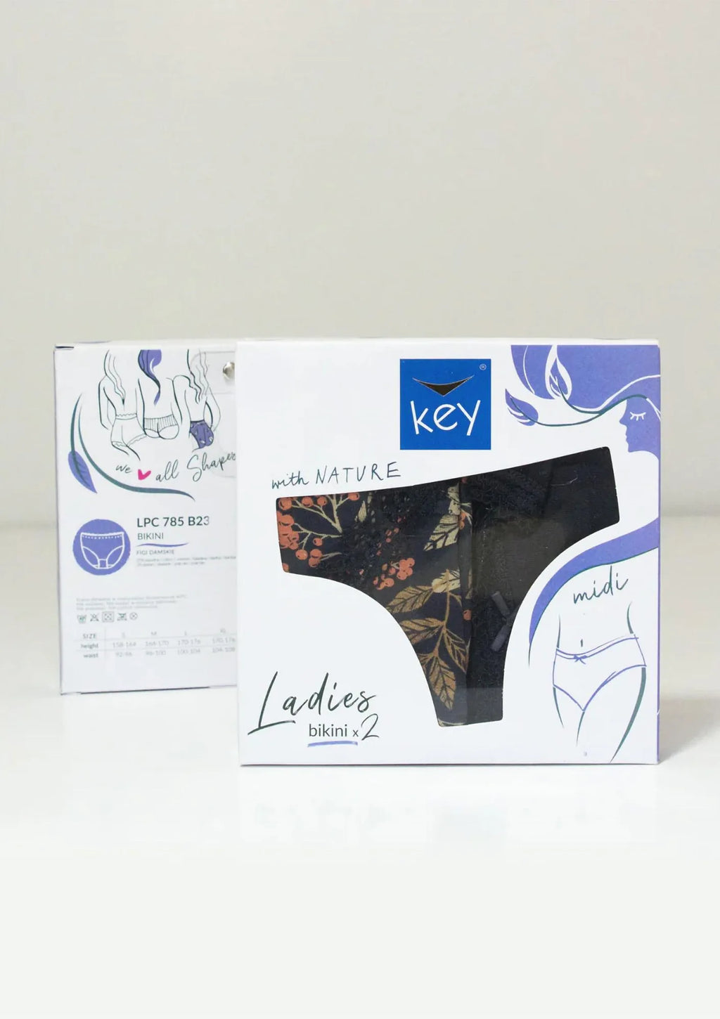 Figi damskie midi bikini (2 pack) z wzorzystym i gładkim tyłem LPC 785
