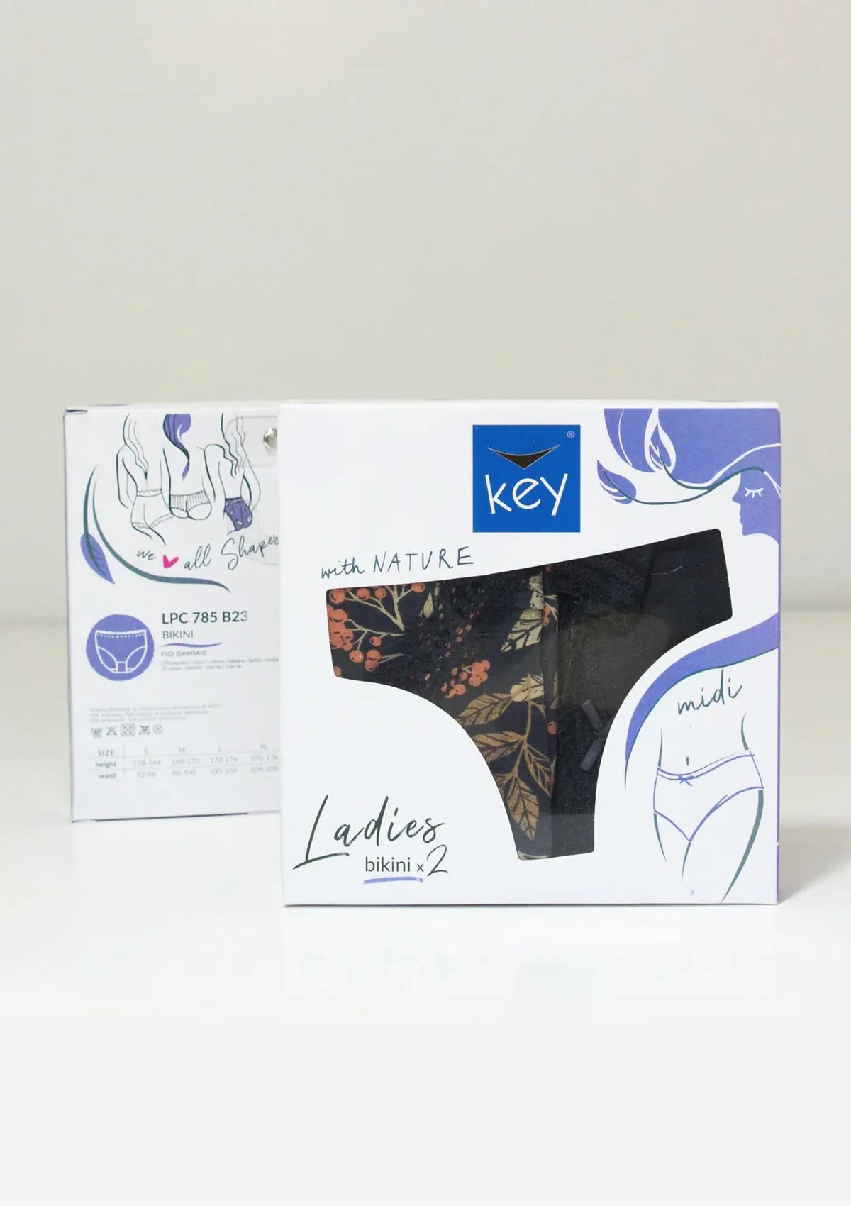 Figi damskie midi bikini (2 pack) z wzorzystym i gładkim tyłem LPC 785