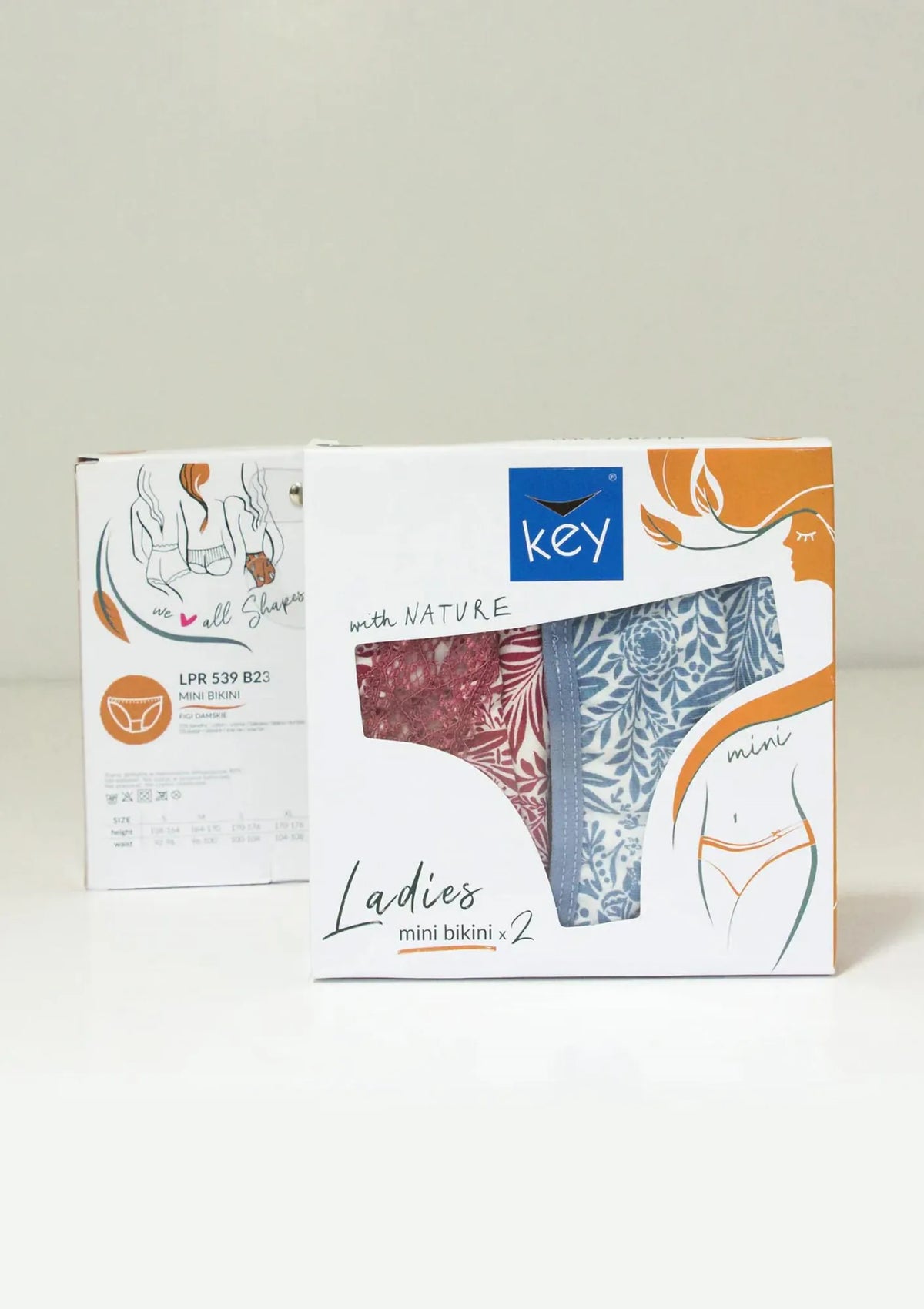 Figi damskie mini bikini (2 pack) niski krój koronkowe wykończenie LPR 539