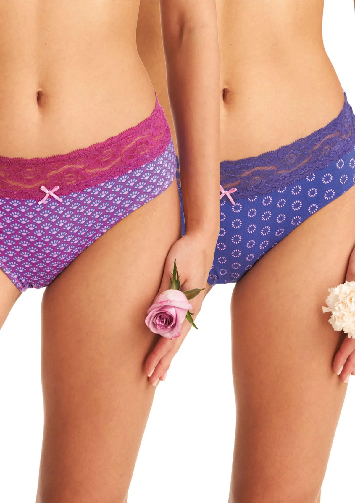 Figi damskie o klasycznym kroju (2 pack) z koronkowym wykończeniem LPC 529 Key