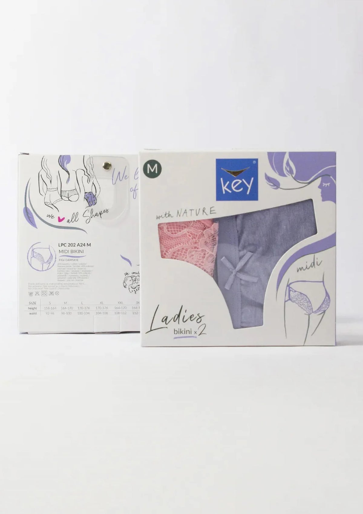 Figi damskie o klasycznym kroju midi bikini (2 pack) i koronkowym wykończeniem na pośladkach LPC 202 Key