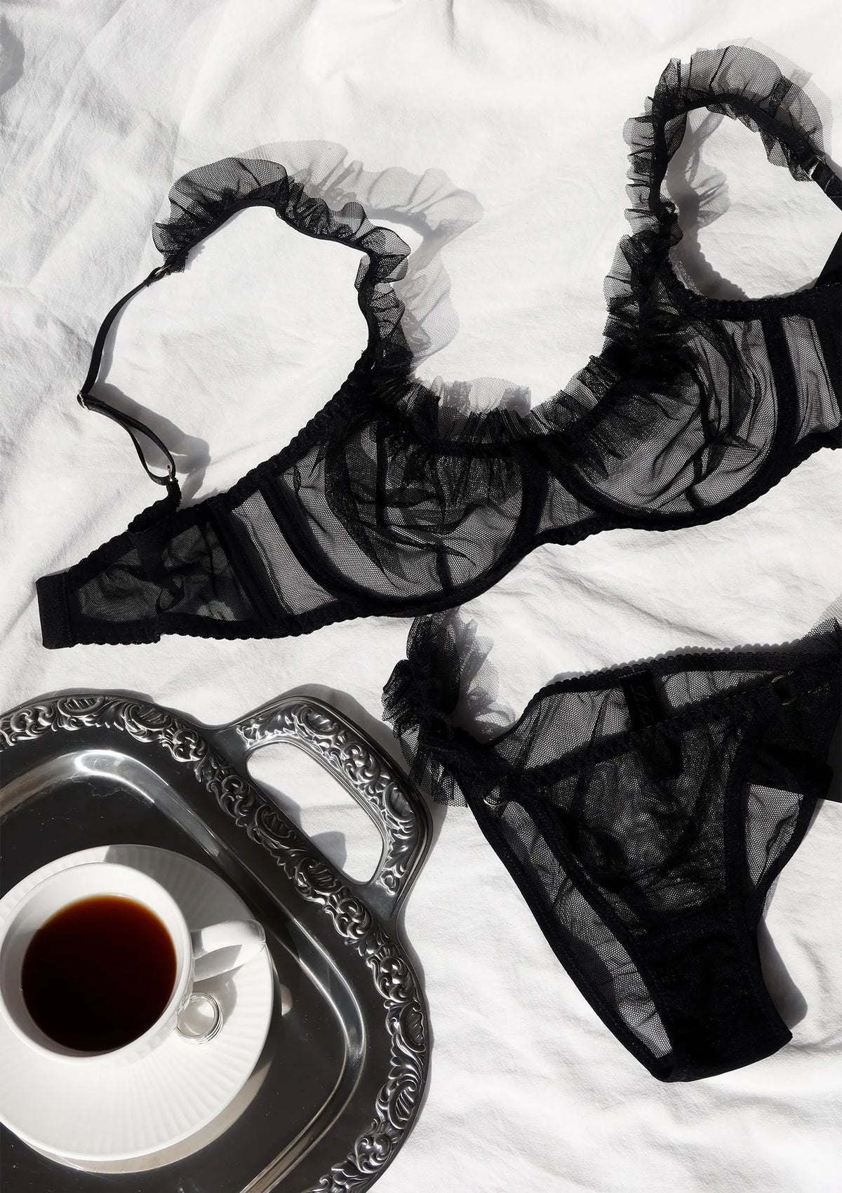 Figi damskie transparentne z falbankami Lisa La Femme