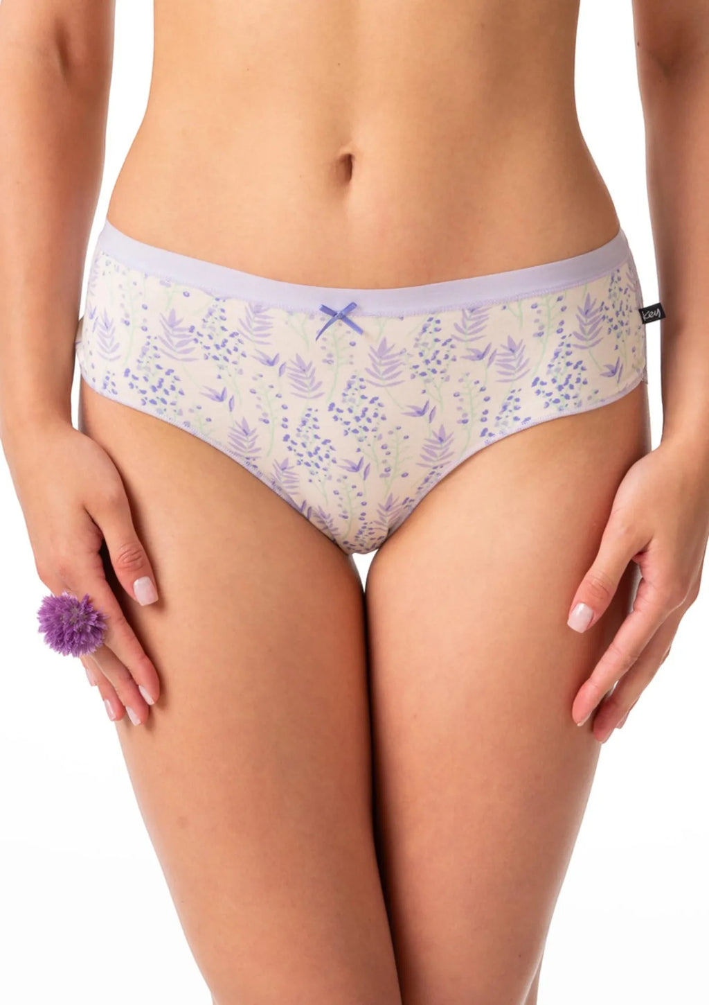 Figi damskie z bawełny (2 pack) o klasycznym kroju midi bikini w kwiatowy wzór LPC 986 Key