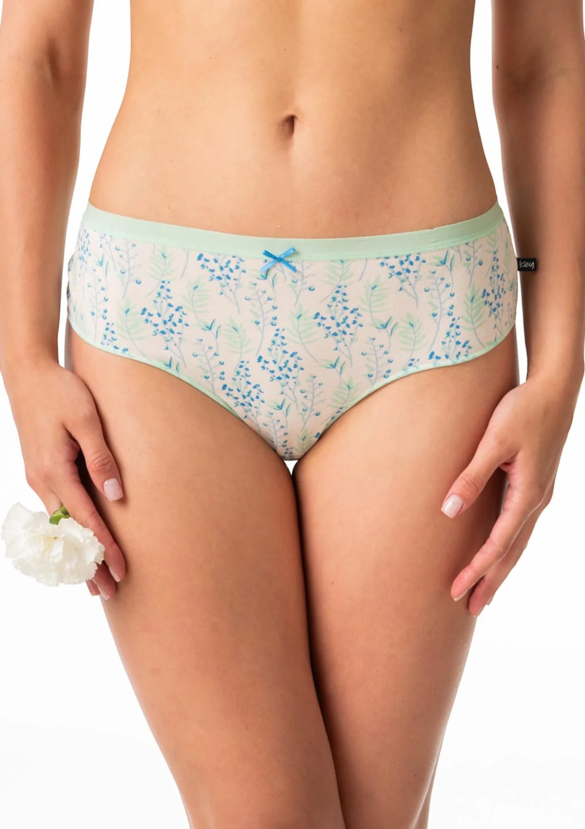 Figi damskie z bawełny (2 pack) o klasycznym kroju midi bikini w kwiatowy wzór LPC 986 Key