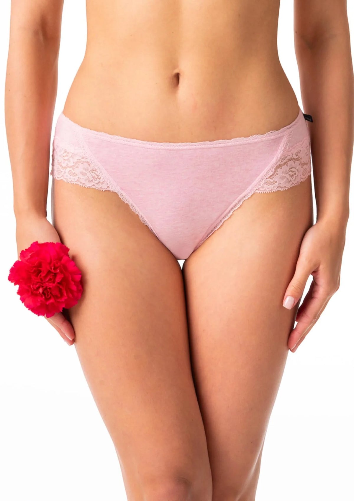 Figi damskie z bawełny (2 pack) o kroju midi bikini z koronką LPC 261 Key