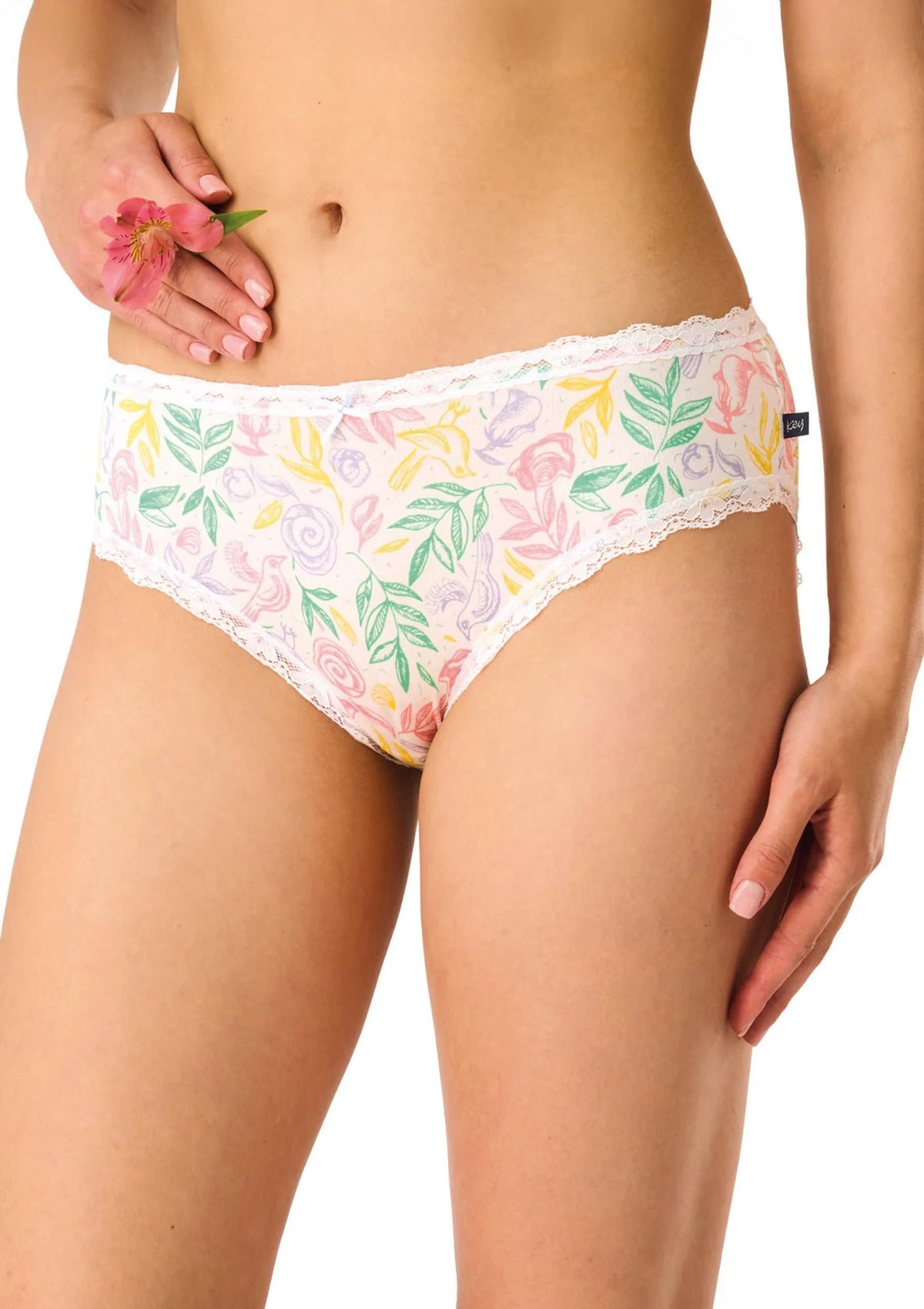 Figi damskie z wiskozy (2pack) klasyczne koronkowe wykończenie LPC 576 Key