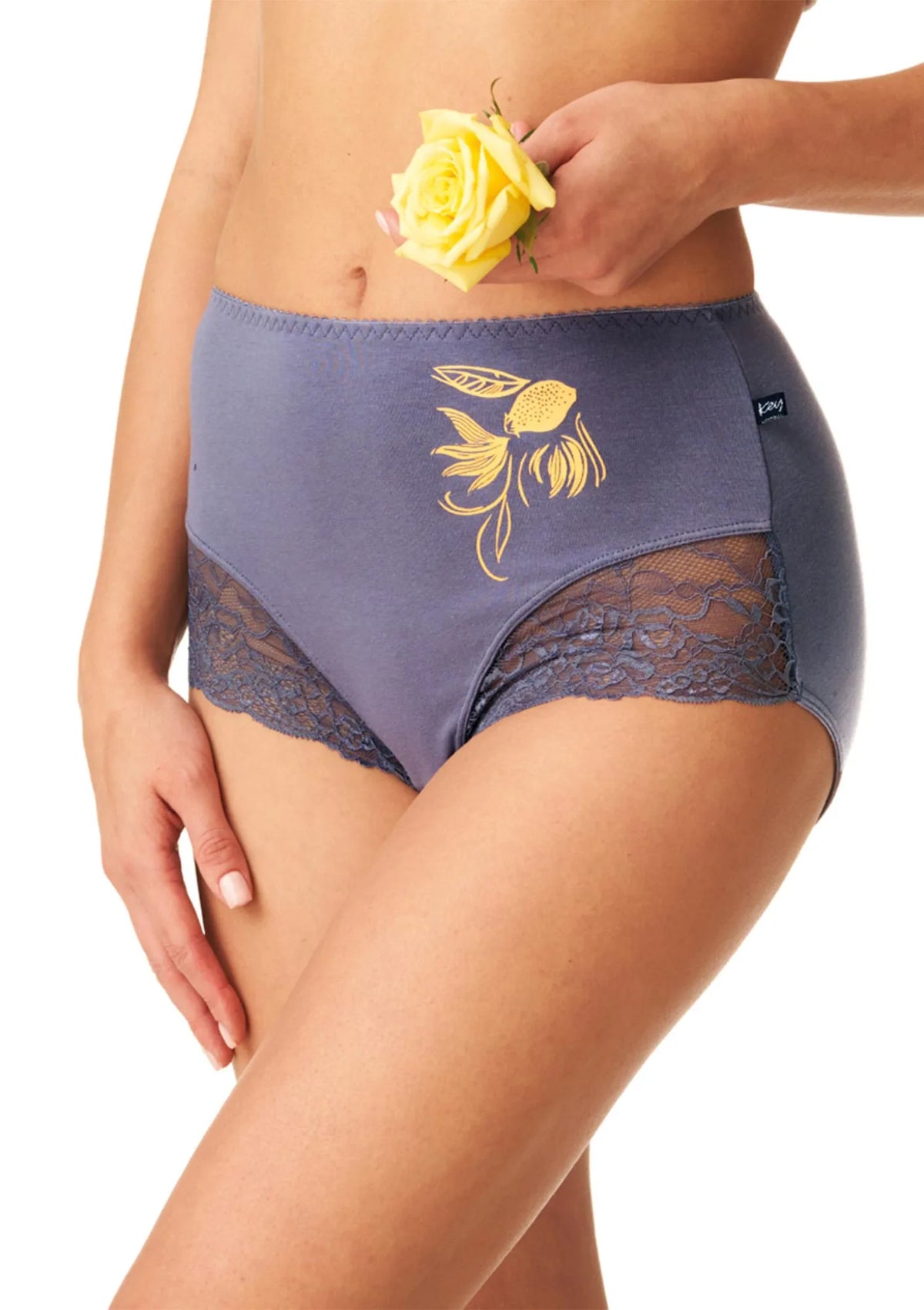Figi damskie z wysokim stanem (2 pack) wykończone koronką LPF 910 Key