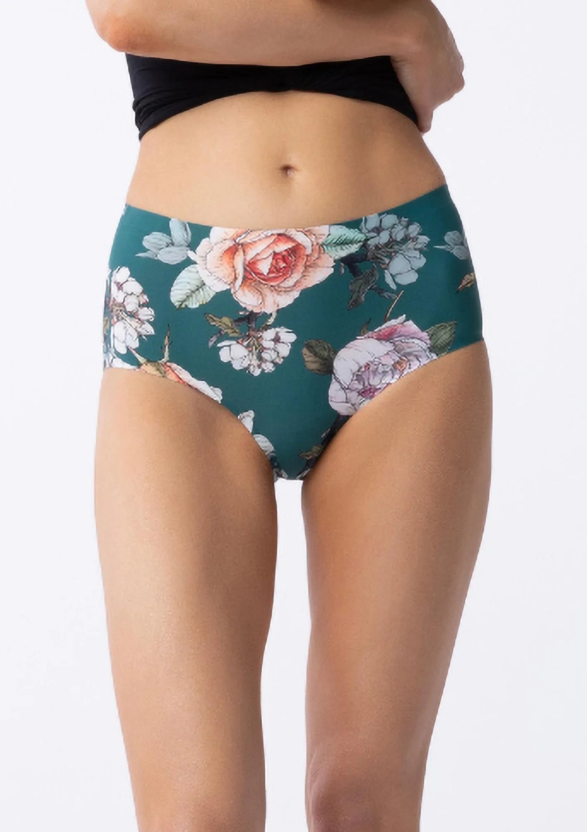 Figi damskie z wysokim stanem w kwiatowy print Tea Rose Simple Maxi Julimex