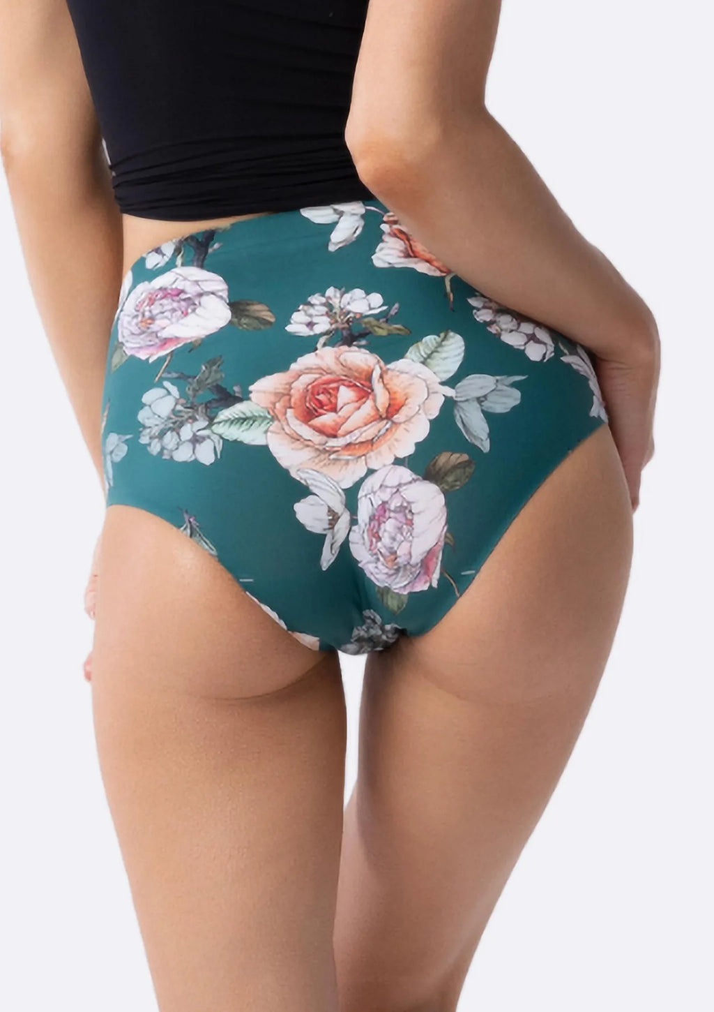 Figi damskie z wysokim stanem w kwiatowy print Tea Rose Simple Maxi Julimex