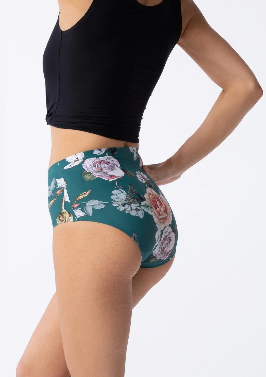 Figi damskie z wysokim stanem w kwiatowy print Tea Rose Simple Maxi Julimex